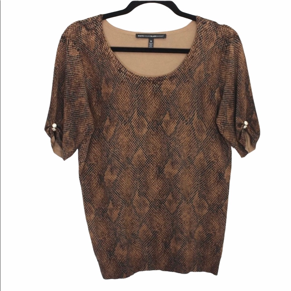 WHITE HOUSE BLACK MARKET WHBM Brown Python Print M